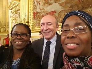 M. COLLOMB, Ministre de l'intérieur avec Albertine et D.BAYA